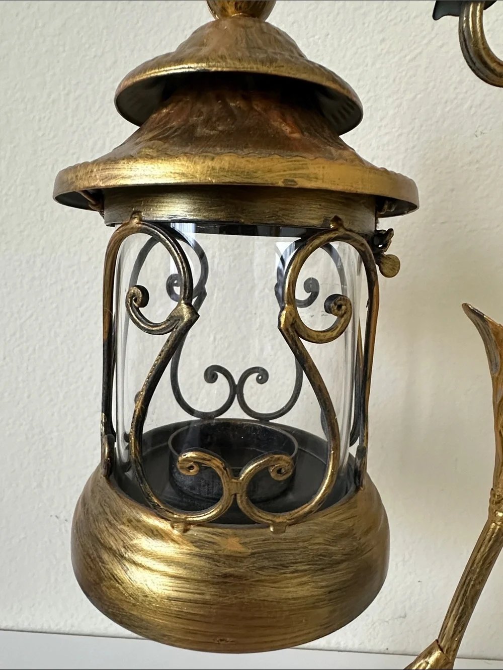 Vintage Style Gold Ornate Hanging Lantern Accent Candle Holder